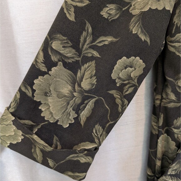 Vintage Talbots Size 6 Green Floral Button Up Midi Jacket Dress Long Duster - Picture 15 of 15